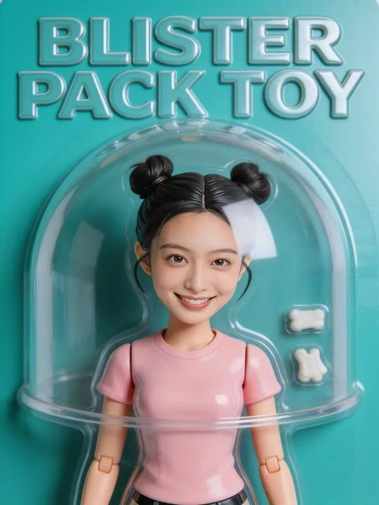 Blister Pack Toy: the preview still the AI Video app shows for this action