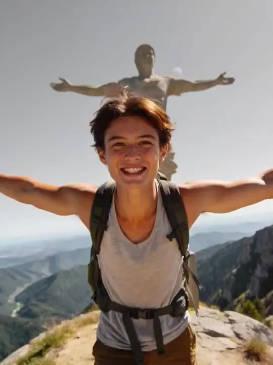 Christ the Redeemer Selfie: the preview still the AI Video app shows for this action