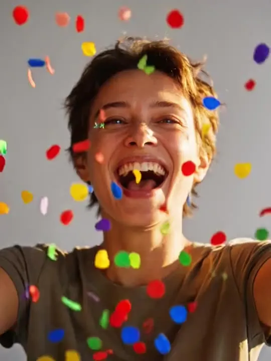 Confetti Freeze: the preview still the AI Video app shows for this action