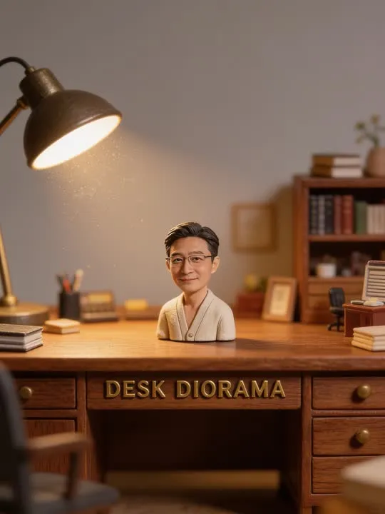 Desk Diorama: the preview still the AI Video app shows for this action