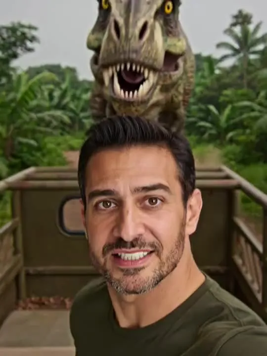 Dinosaur Encounter: the preview still the AI Video app shows for this action