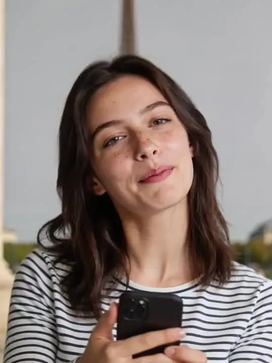 Eiffel Tower Selfie: the preview still the AI Video app shows for this action