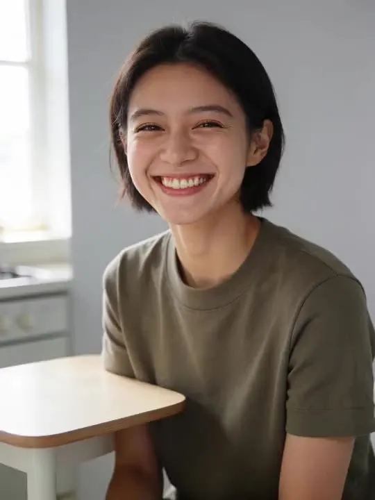Unguarded Laugh: the preview still the AI Video app shows for this action