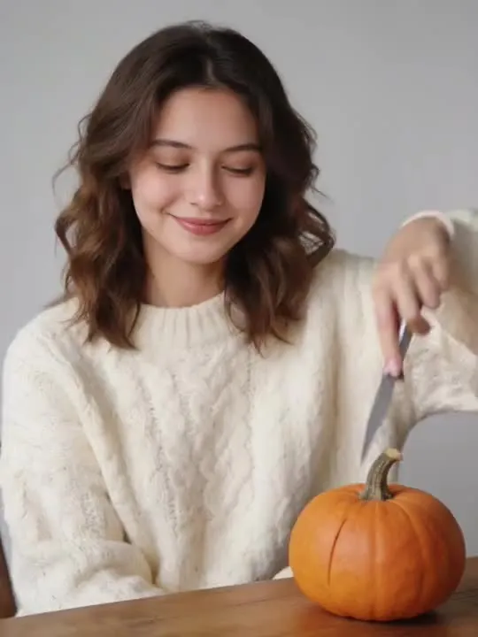Pumpkin Carve Glow: the preview still the AI Video app shows for this action