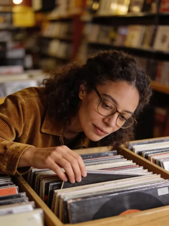 Vinyl Crate Digging: the preview still the AI Video app shows for this action