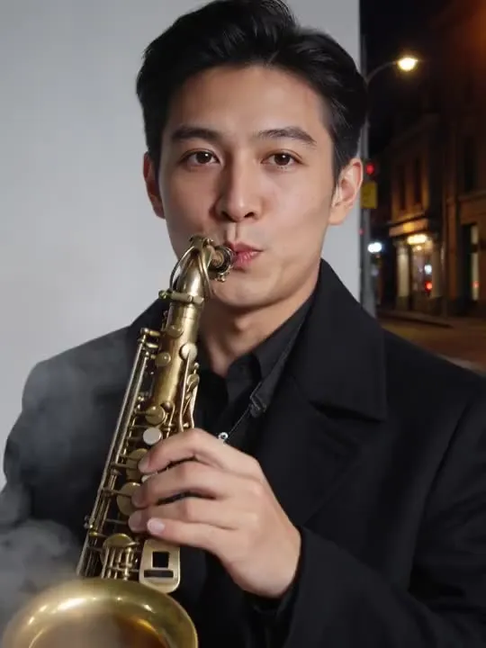 Saxophone Night Solo: the preview still the AI Video app shows for this action