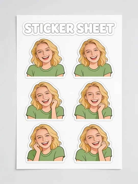 Sticker Sheet: the preview still the AI Video app shows for this action