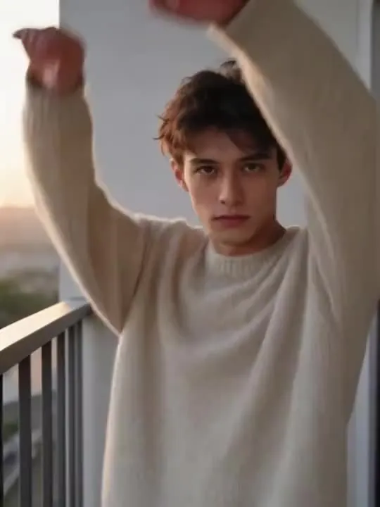 Sunrise Balcony Stretch: the preview still the AI Video app shows for this action