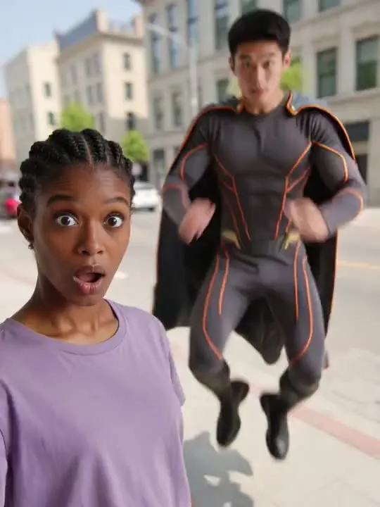 Superhero Selfie: the preview still the AI Video app shows for this action