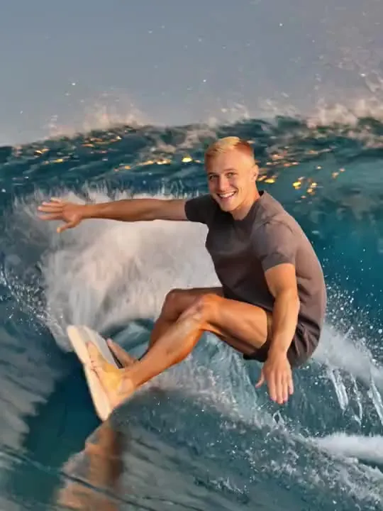 Surfing: the preview still the AI Video app shows for this action